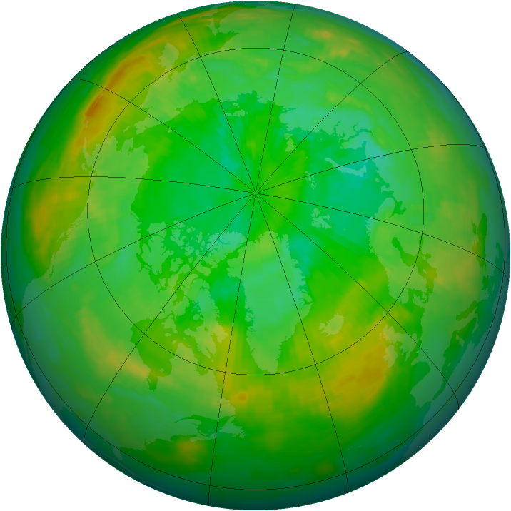 Arctic ozone map for 10 July 1988
